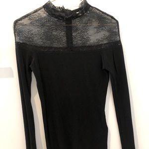 Sandro Paris Shoulder Lace Black Long sleeve